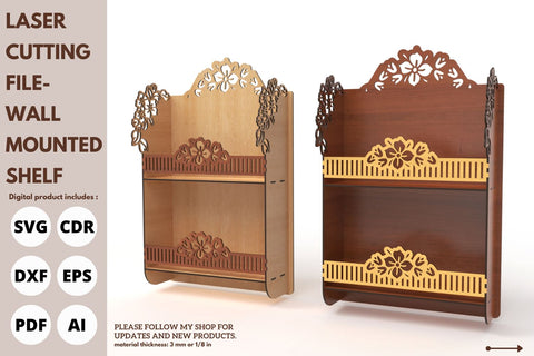 Decorative flower Wall Shelf Laser Cut File | svg paper cut | cricut | glowforge file SVG tofigh4lang 