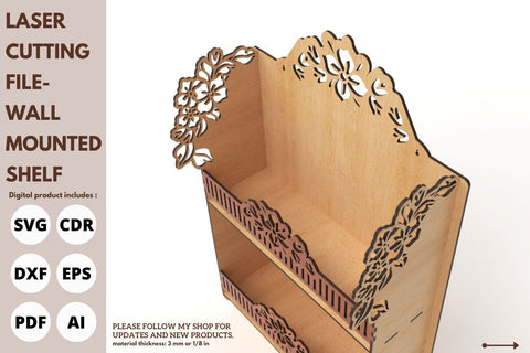 Decorative flower Wall Shelf Laser Cut File | svg paper cut | cricut | glowforge file SVG tofigh4lang 