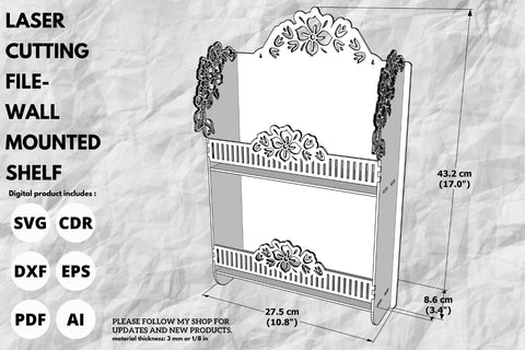 Decorative flower Wall Shelf Laser Cut File | svg paper cut | cricut | glowforge file SVG tofigh4lang 