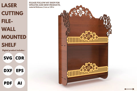 Decorative flower Wall Shelf Laser Cut File | svg paper cut | cricut | glowforge file SVG tofigh4lang 