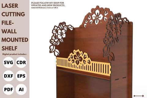 Decorative flower Wall Shelf Laser Cut File | svg paper cut | cricut | glowforge file SVG tofigh4lang 
