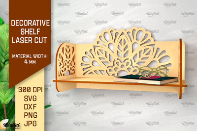 Decorative Flower Wall Shelf Laser Cut. Wall Shelf SVG SVG Evgenyia Guschina 