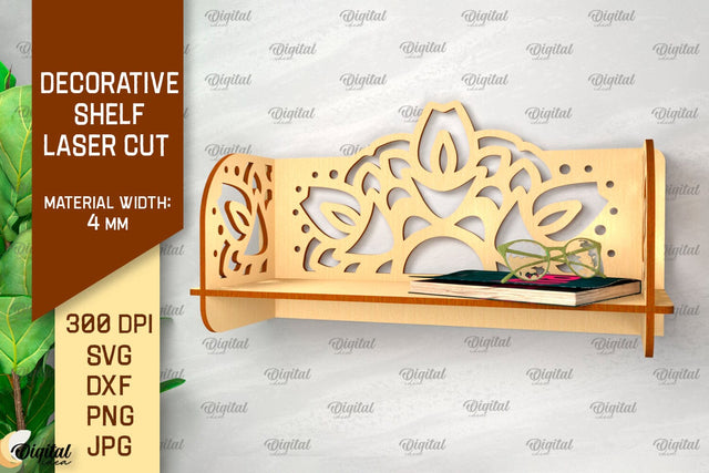 Decorative Flower Wall Shelf Laser Cut. Wall Shelf SVG SVG Evgenyia Guschina 