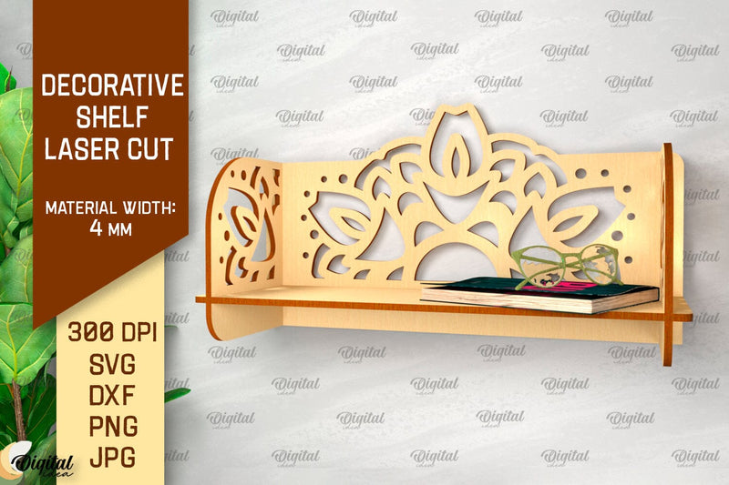 Decorative Flower Wall Shelf Laser Cut. Wall Shelf SVG SVG Evgenyia Guschina 