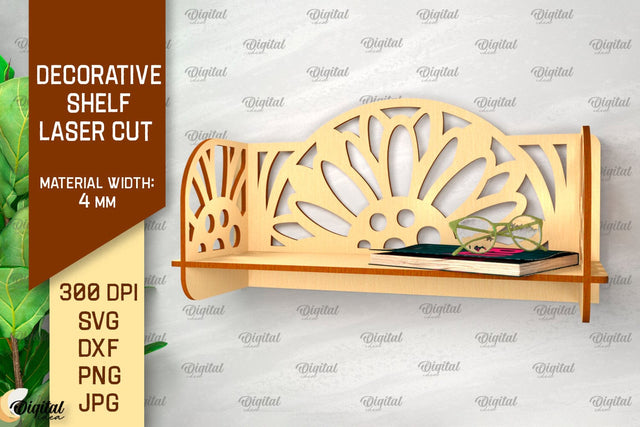 Decorative Flower Wall Shelf Laser Cut. Wall Shelf SVG SVG Evgenyia Guschina 