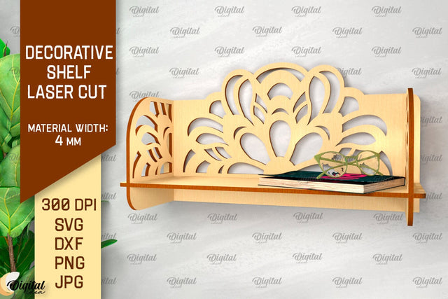 Decorative Flower Wall Shelf Laser Cut. Wall Shelf SVG SVG Evgenyia Guschina 