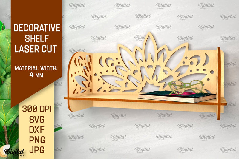 Decorative Flower Wall Shelf Laser Cut. Wall Shelf SVG SVG Evgenyia Guschina 