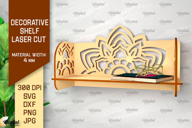 Decorative Flower Wall Shelf Laser Cut. Wall Shelf SVG SVG Evgenyia Guschina 