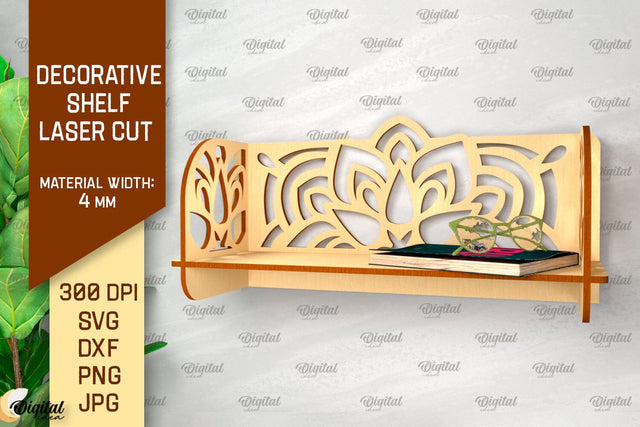 Decorative Flower Wall Shelf Laser Cut. Wall Shelf SVG SVG Evgenyia Guschina 