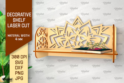 Decorative Flower Wall Shelf Laser Cut. Wall Shelf SVG SVG Evgenyia Guschina 