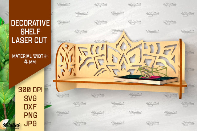 Decorative Flower Wall Shelf Laser Cut. Wall Shelf SVG SVG Evgenyia Guschina 