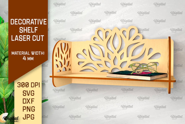 Decorative Flower Wall Shelf Laser Cut. Wall Shelf SVG SVG Evgenyia Guschina 