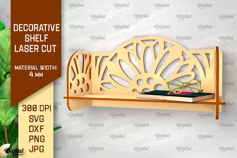 Decorative Flower Wall Shelfs Laser Cut Bundle SVG Evgenyia Guschina 