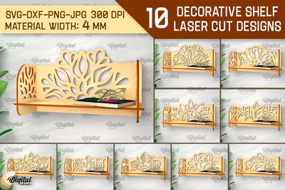 Decorative Flower Wall Shelfs Laser Cut Bundle SVG Evgenyia Guschina 