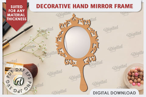 Decorative Hand Mirror Frames Laser Cut Bundle. Frames SVG SVG Evgenyia Guschina 
