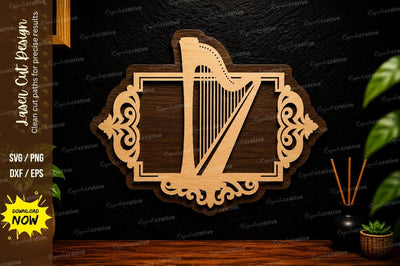 Decorative Harp Frame Laser Cut SVG Design SVG Regulrcrative 
