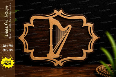Decorative Harp Frame Laser Cut SVG File SVG Regulrcrative 