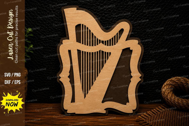 Decorative Harp Monogram Laser Cut Svg Design SVG Regulrcrative 