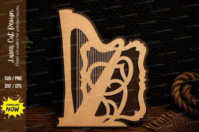 Decorative Harp Monogram Laser Cut Svg Design SVG Regulrcrative 