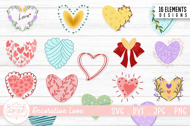 Decorative Heart Clipart Sticker Bundle SVG dapiyupi store 