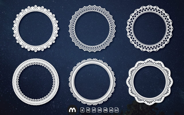 Decorative Lace Frames and Intricate Lace Circle Borders SVG SVG naemmiah021 