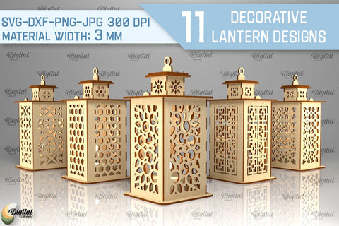 Decorative Lanterns SVG Bundle. 3D Laser Cut Lamps SVG Evgenyia Guschina 