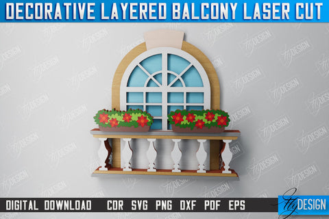 Decorative Layered Balcony Bundle | Wall Art | 3D Wooden Balcony | Multilayered Design | CNC Files SVG Fly Design 