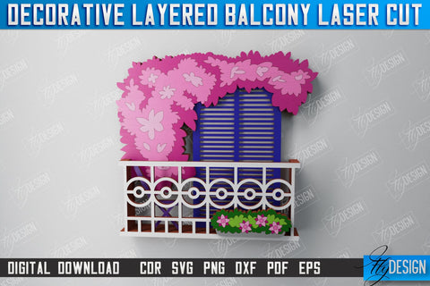 Decorative Layered Balcony Bundle | Wall Art | 3D Wooden Balcony | Multilayered Design | CNC Files SVG Fly Design 