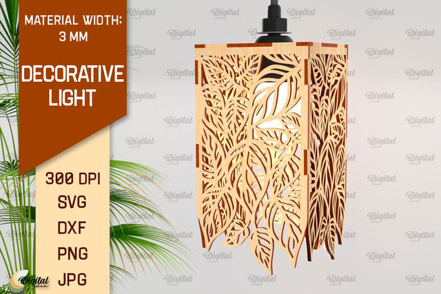 Decorative Light Laser Cut. Wooden Lamp Design SVG SVG Evgenyia Guschina 