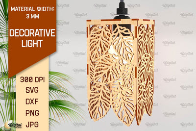 Decorative Light Laser Cut. Wooden Lamp Design SVG SVG Evgenyia Guschina 
