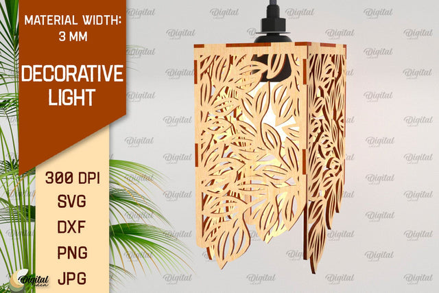 Decorative Light Laser Cut. Wooden Lamp Design SVG SVG Evgenyia Guschina 
