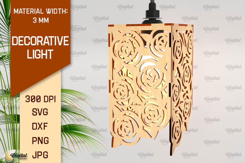 Decorative Light Laser Cut. Wooden Lamp Design SVG SVG Evgenyia Guschina 
