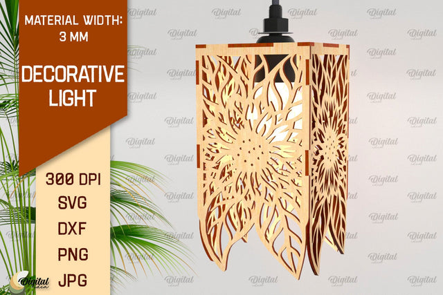 Decorative Light Laser Cut. Wooden Lamp Design SVG SVG Evgenyia Guschina 