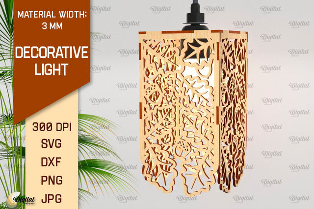 Decorative Light Laser Cut. Wooden Lamp Design SVG SVG Evgenyia Guschina 