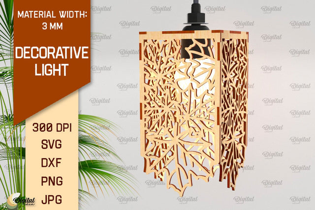 Decorative Light Laser Cut. Wooden Lamp Design SVG SVG Evgenyia Guschina 