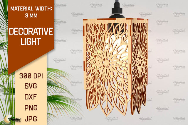 Decorative Light Laser Cut. Wooden Lamp Design SVG SVG Evgenyia Guschina 