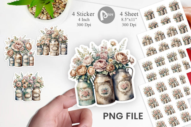 Decorative Milk Can Sticker Sublimation artnoy 