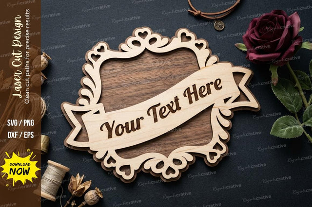 Decorative Name Frame laser Cut svg Cutting file SVG Regulrcrative 