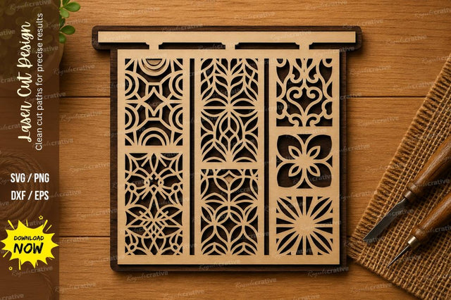 Decorative Panel SVG | Geometric Window Laser Cut File | Glowforge CNC DXF PNG EPS SVG Regulrcrative 