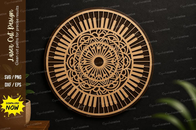 Decorative Piano Mandala Laser Cut SVG Design SVG Regulrcrative 