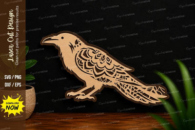 Decorative Raven Laser Cut Svg Design SVG Regulrcrative 