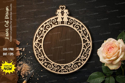 Decorative Round Ornament Frame with Hanger – Laser Cut SVG Wooden Design SVG Regulrcrative 