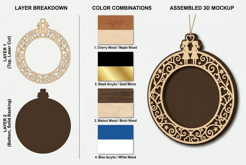Decorative Round Ornament Frame with Hanger – Laser Cut SVG Wooden Design SVG Regulrcrative 