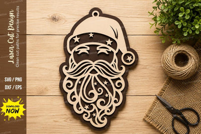 Decorative Santa Face Laser Cut SVG Design SVG Regulrcrative 