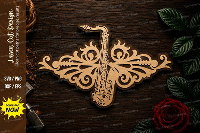 Decorative Saxophone Music Ornament Laser Cut SVG File SVG Regulrcrative 