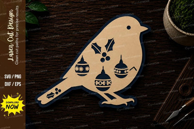 Decorative Songbird Silhouette Laser Cut SVG File SVG Regulrcrative 