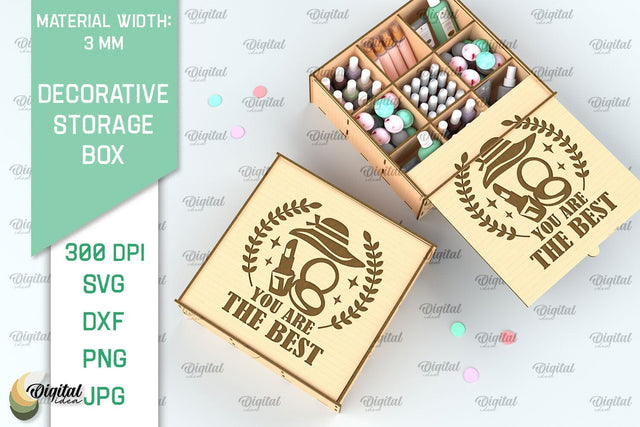 Decorative Storage Box Laser Cut. 3D Gift Box SVG SVG Evgenyia Guschina 