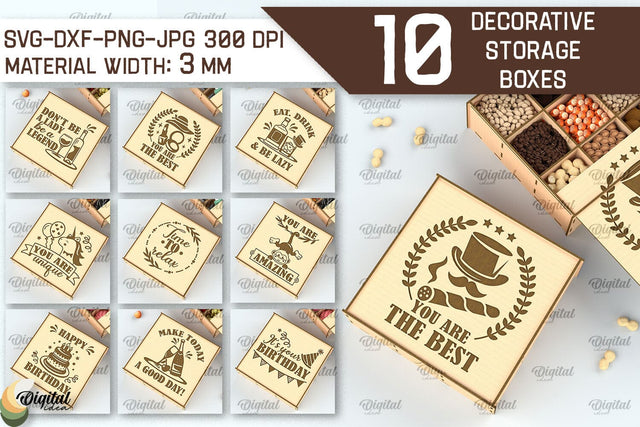 Decorative Storage Boxes Laser Cut Bundle. 3D Gift Boxes SVG SVG Evgenyia Guschina 