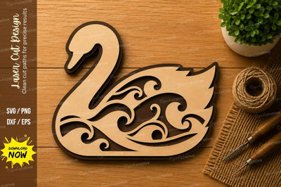 Decorative Swan Silhouette Laser Cut SVG File SVG Regulrcrative 