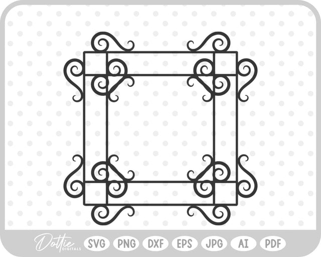 Decorative Swirl Shape Border SVG DottieDigitals 